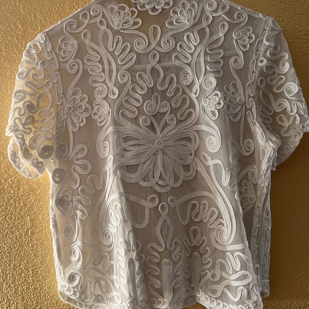 Cache White Sheer Button Down Shirt - image 4